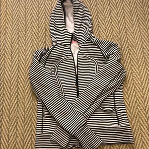 Lululemon Black/white striped scuba hoodie